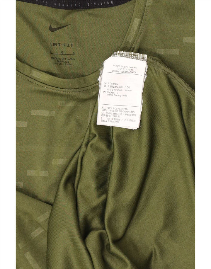 Nike Hommes Dri Fit T-Shirt Haut Grand Vert Géométrique Polyester