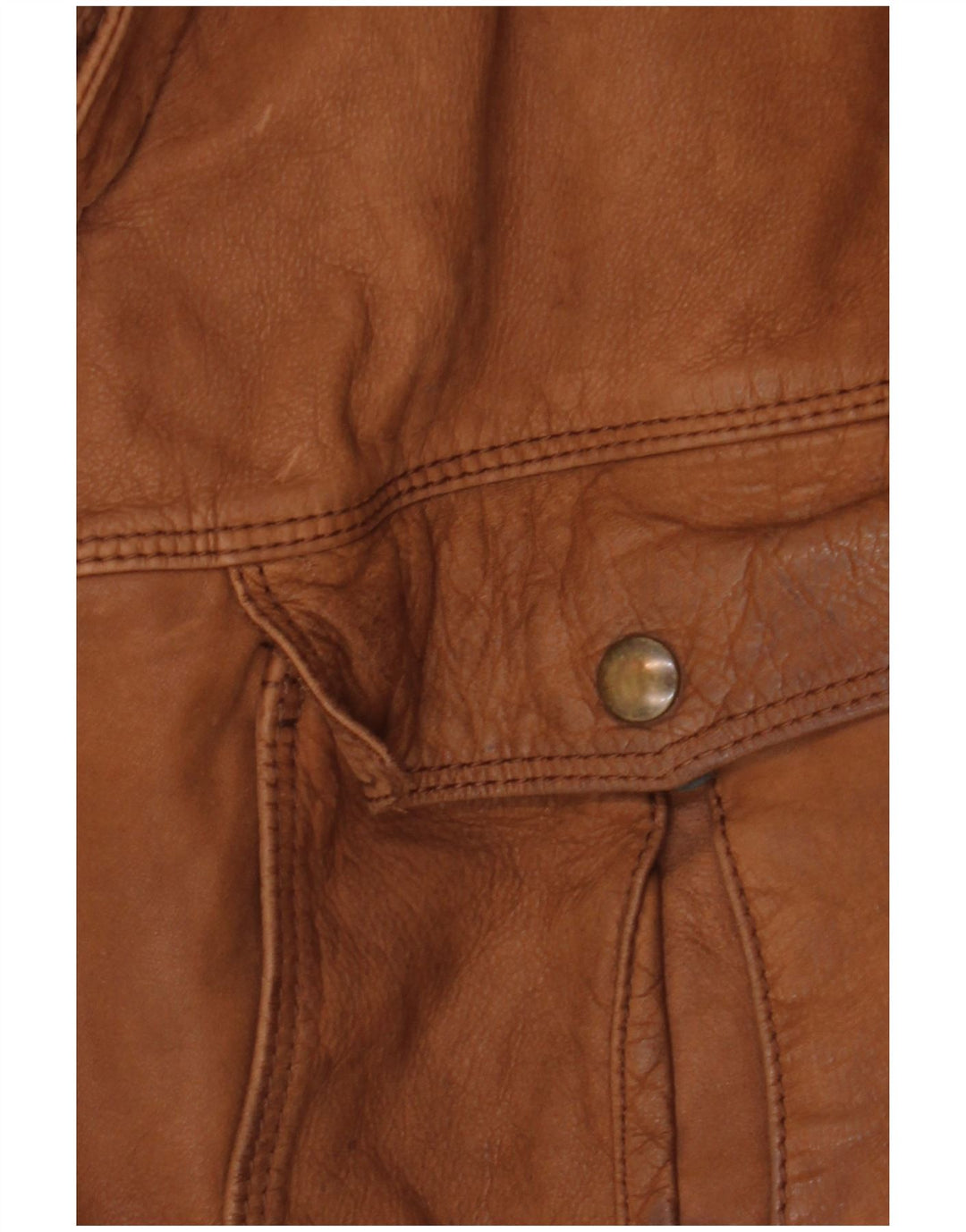VINTAGE Veste en cuir homme IT 52 XL Marron Colourblock