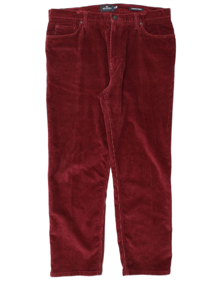 MARKS & SPENCER Pantalon en Velours Côtelé Blue Harbor Homme W36 L29 Bordeaux
