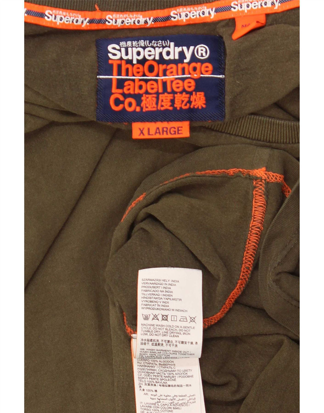Superdry T-Shirt Top XL Kaki Coton Homme