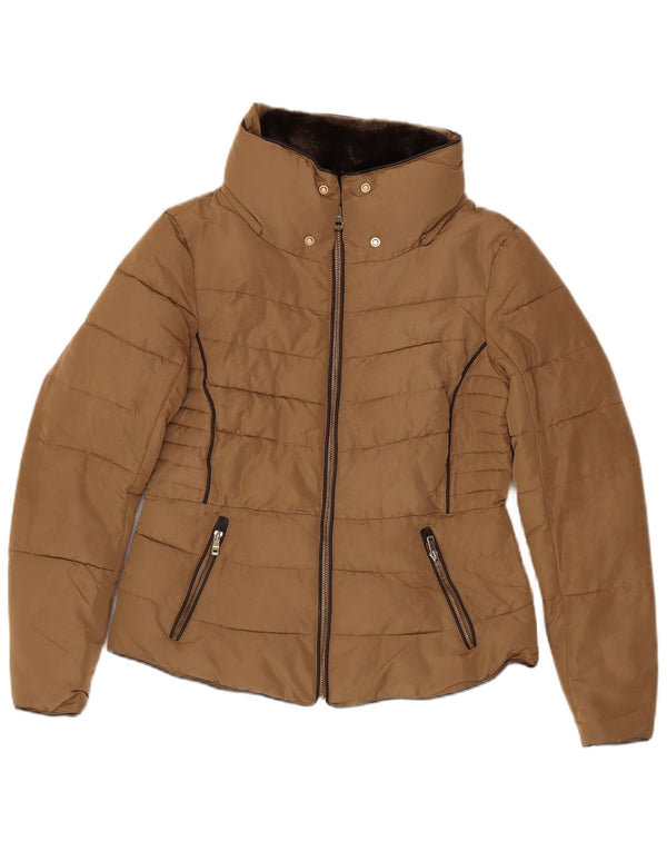 Zara Veste matelassée pour femme UK 16 Large Marron Polyester