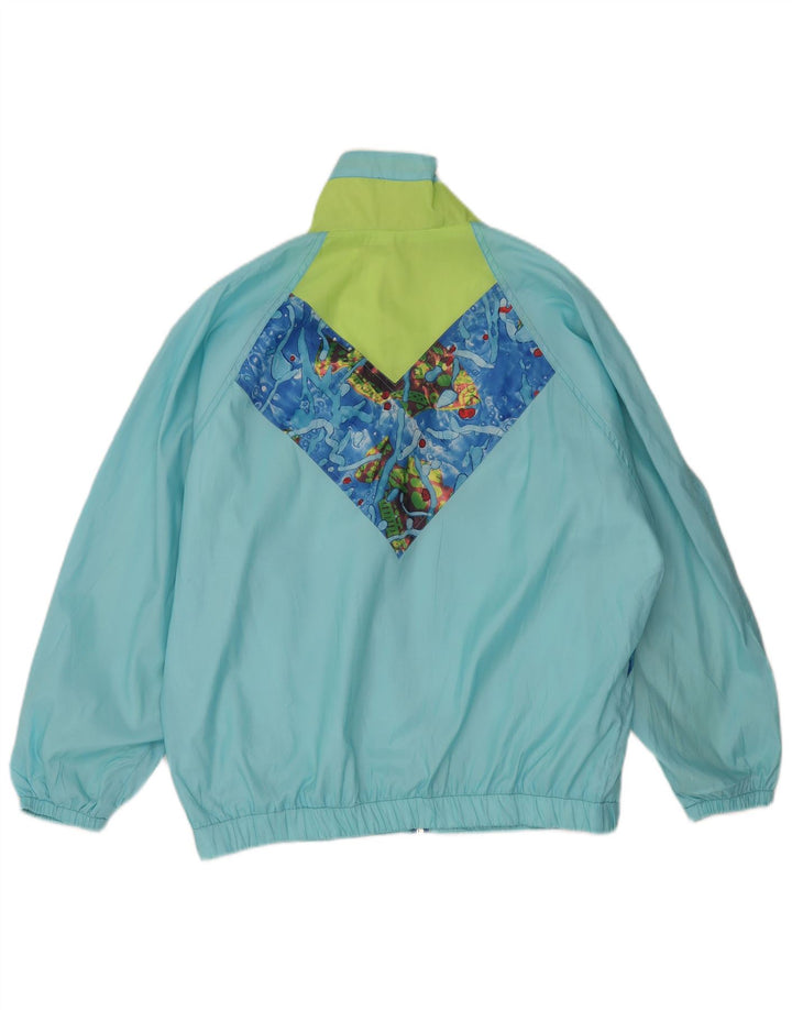 Veste de pluie à motif abstrait femme vintage IT 40/42 Bleu moyen