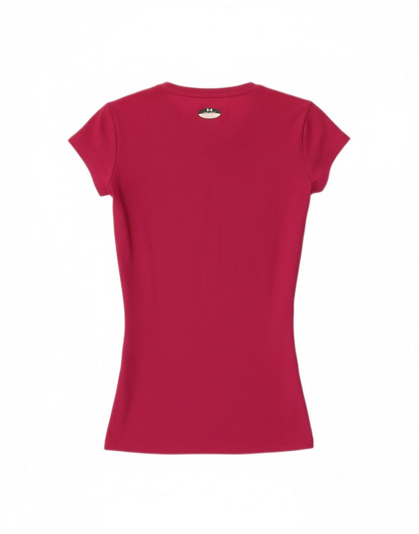 Under Armour Womens T-Shirt Top UK 4 XS Pink Polyester Sports
