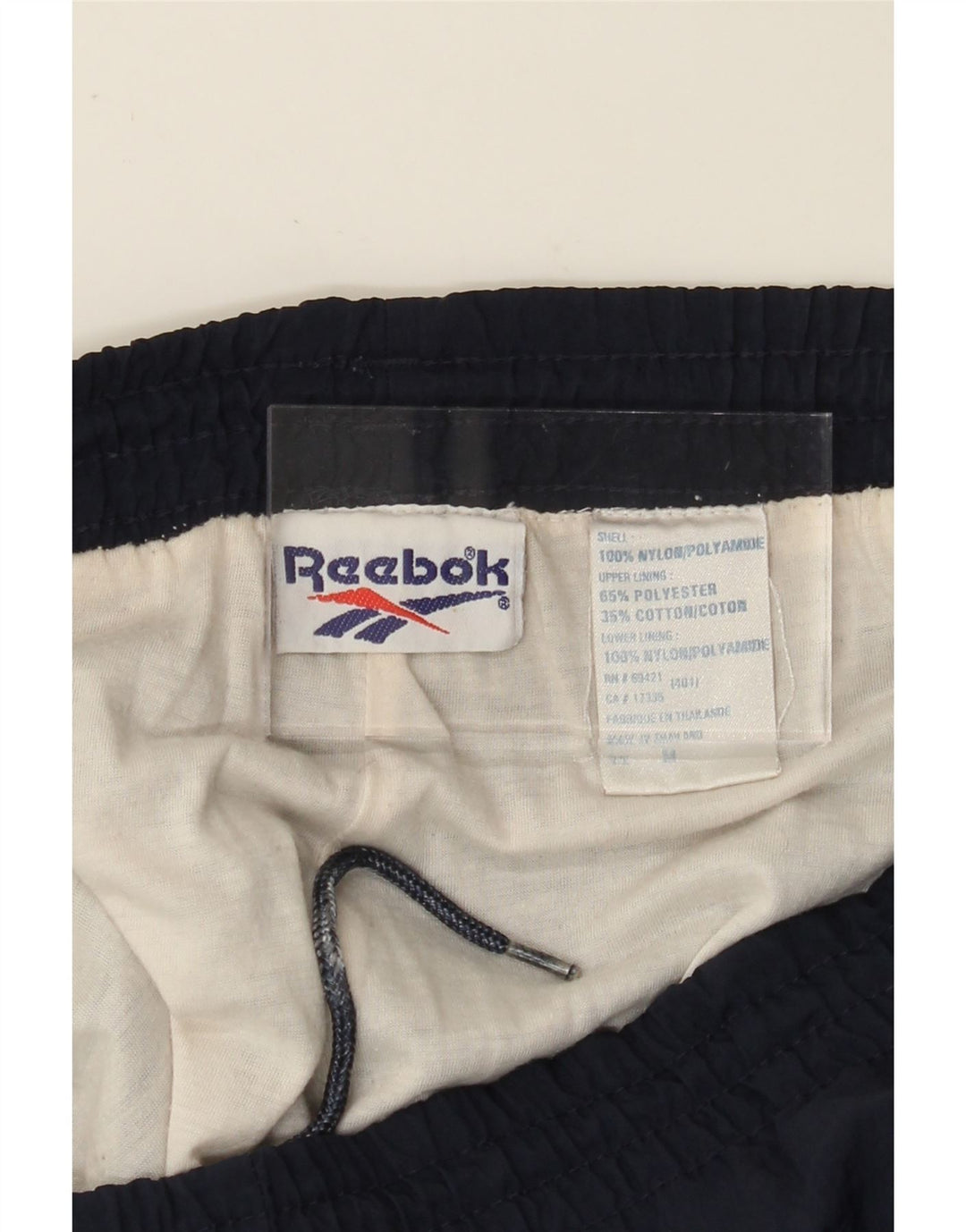 REEBOK Mens Tracksuit Trousers Joggers Medium Navy Blue Nylon