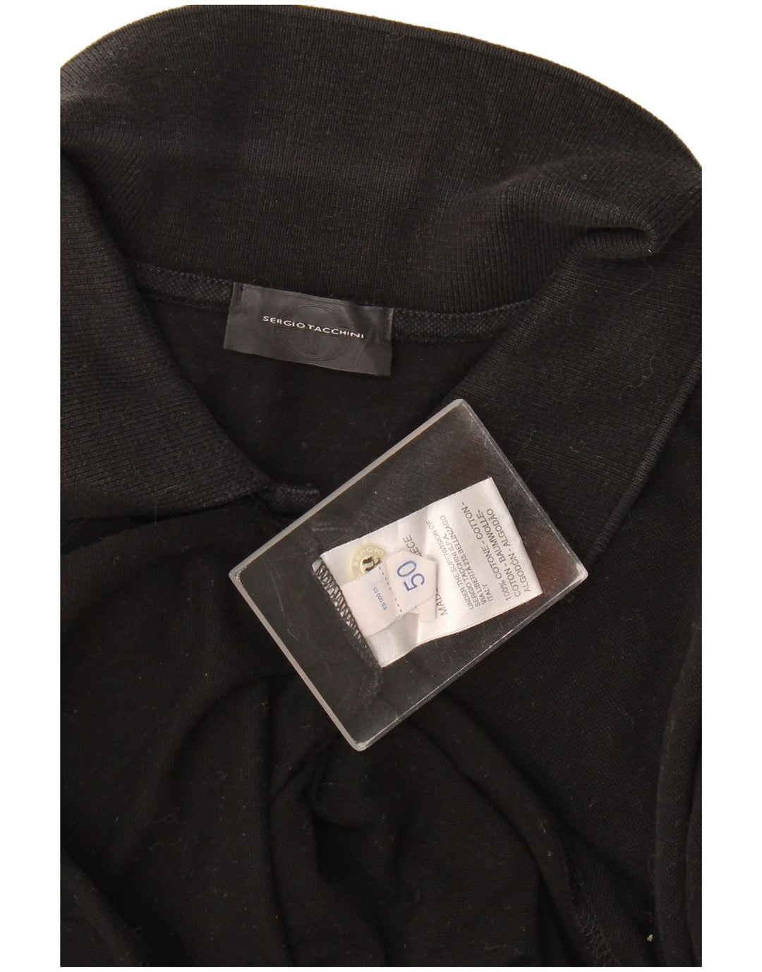 Sergio Tacchini Polo à manches longues pour homme IT 50 en coton noir moyen