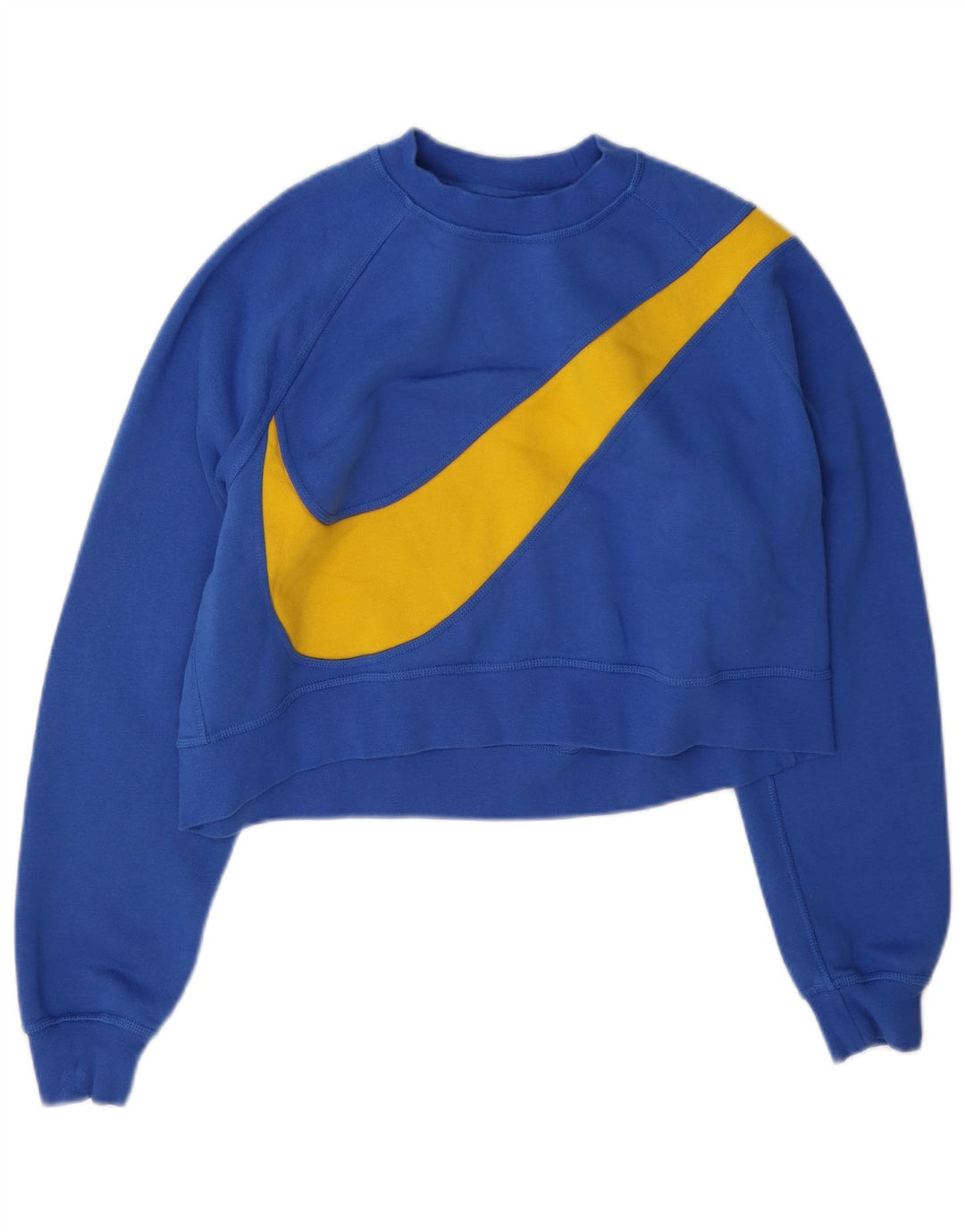 Nike Womens Graphic Crop Sweatshirt Jumper UK 14 Bleu Moyen Coton