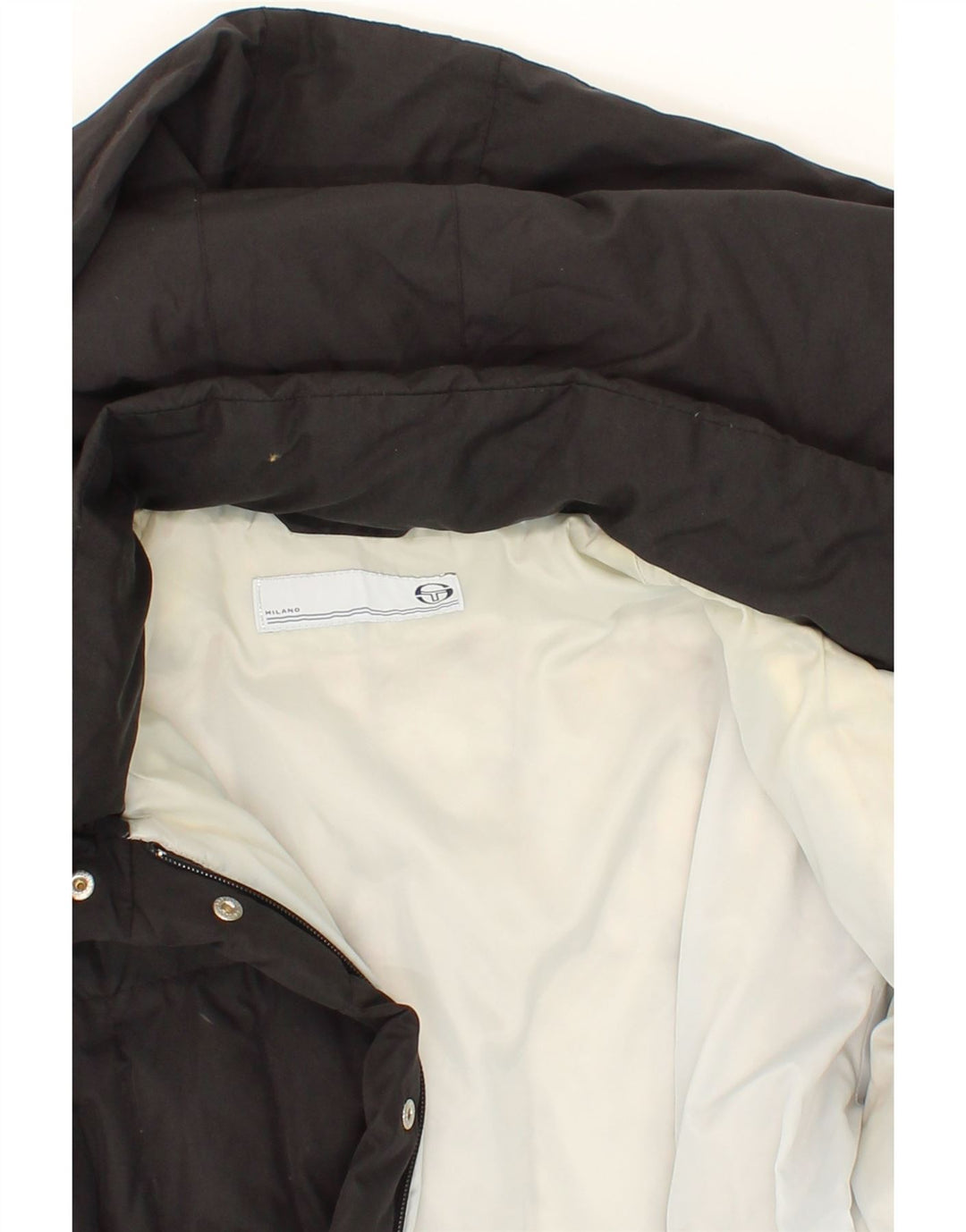 SERGIO TACCHINI Womens Hooded Padded Coat IT 46 Large Black Vintage Sergio Tacchini and Second-Hand Sergio Tacchini from Messina Hembry 