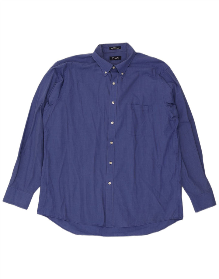 Chaps Chemise coupe classique pour homme Taille 17 XL Bleu Pied-de-poule Coton