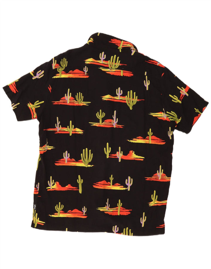 WRANGLER Chemise à manches courtes pour hommes, motif abstrait régulier, grand noir