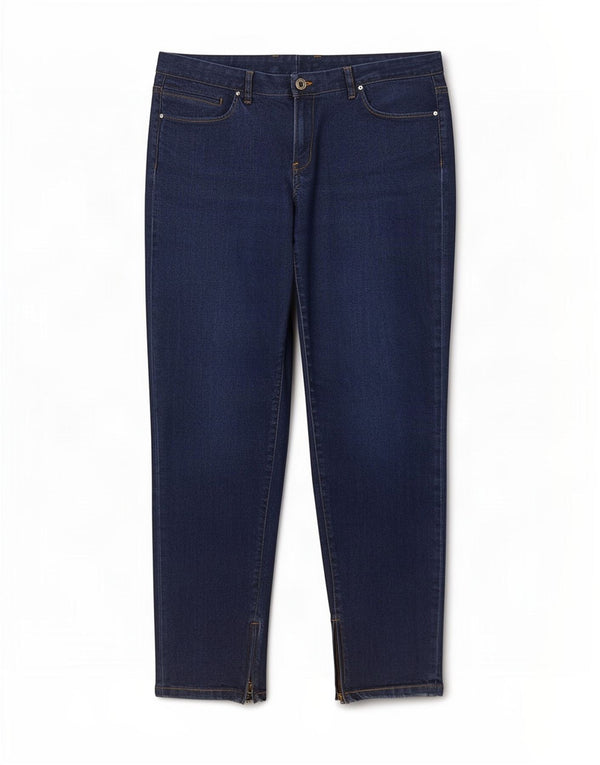 Massimo Dutti Jean slim court pour femme EU 42 Large W34 L27 Bleu marine