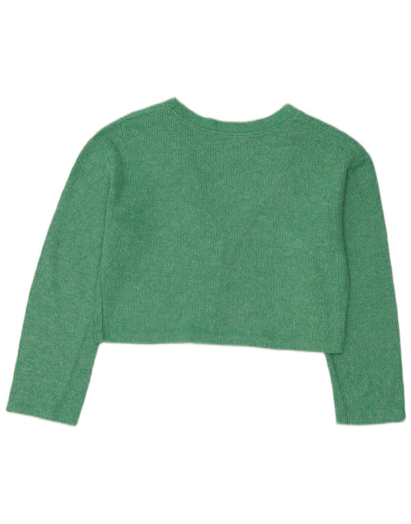 Zara Cardigan court surdimensionné pour femme UK 10 Petit coton vert