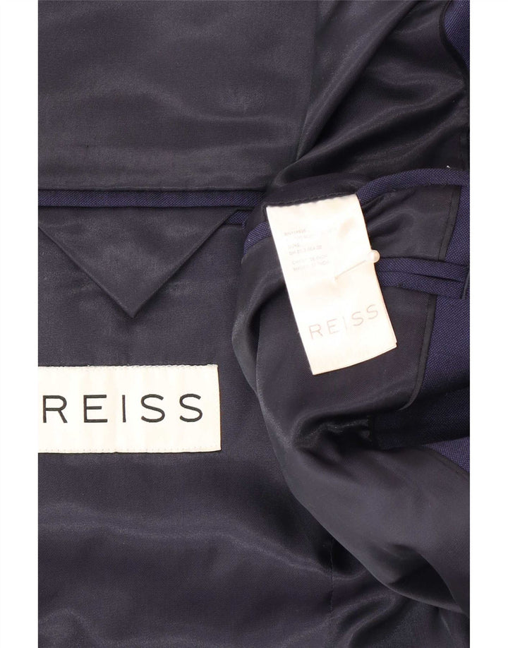 Reiss Veste Blazer 1 Bouton Homme UK 38 Laine Bleu Marine Moyen