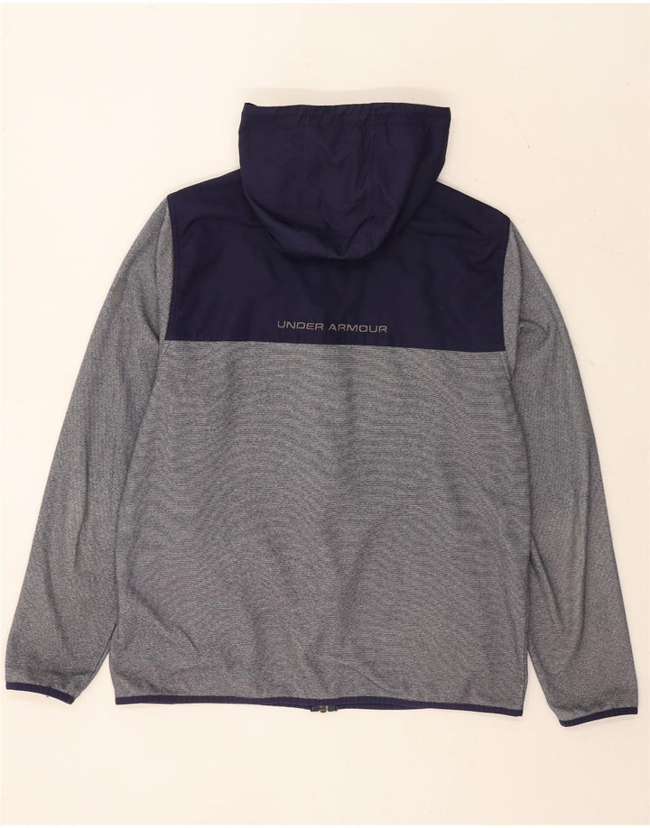 Under Armour Pull à capuche zippé pour homme Large Gris Colorblock Polyester