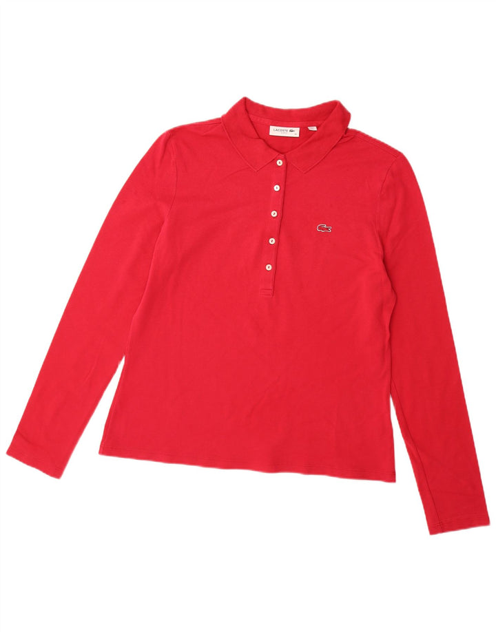 LACOSTE Polo Femme Slim Fit Manches Longues Taille 44 Grand Coton Rose
