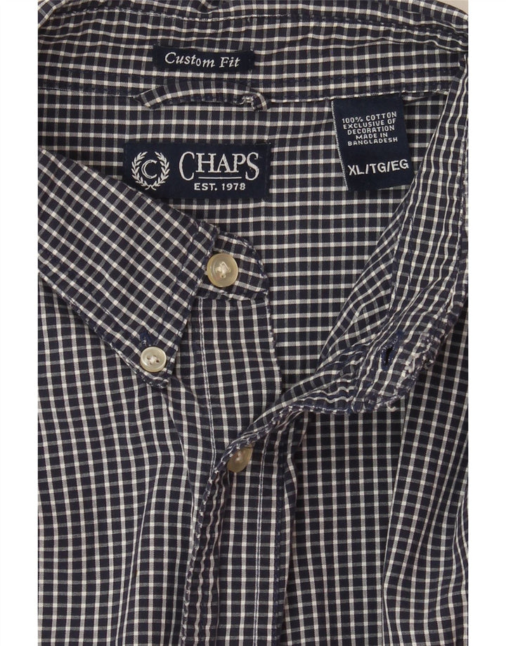CHAPS Mens Big & Tall Custom Fit Shirt XL Navy Blue Check Cotton Vintage Chaps and Second-Hand Chaps from Messina Hembry 
