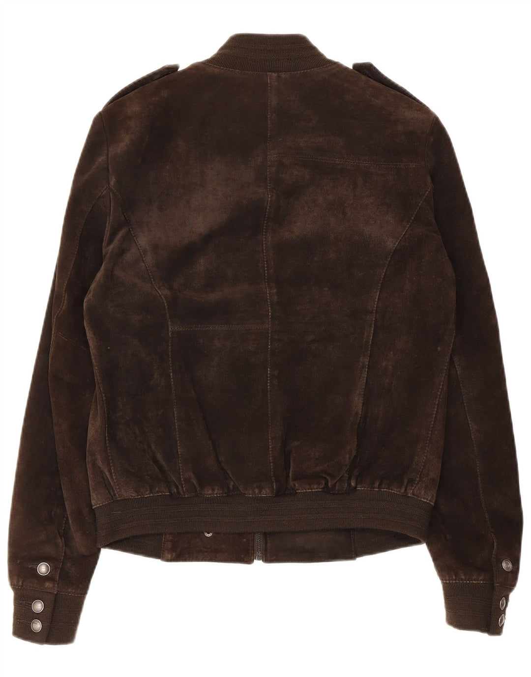 OVS Blouson Bomber Militaire En Daim Femme IT 44 Cuir Marron Moyen