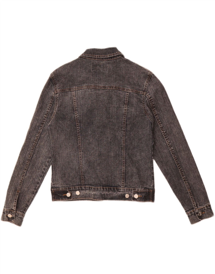 veste en denim crop femme vintage UK 12 coton gris moyen