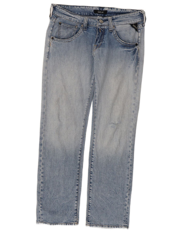 Replay Jean droit effet vieilli W30 L30 bleu coton femme