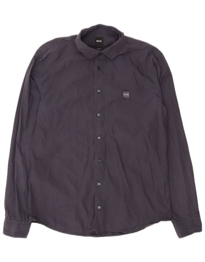 Hugo Boss Chemise Slim Fit Large Bleu Marine Coton