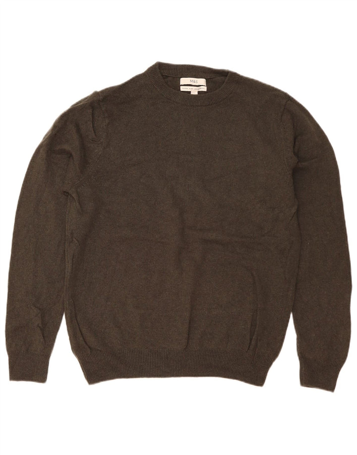 Marks & Spencer Pull à col rond pour homme en laine kaki