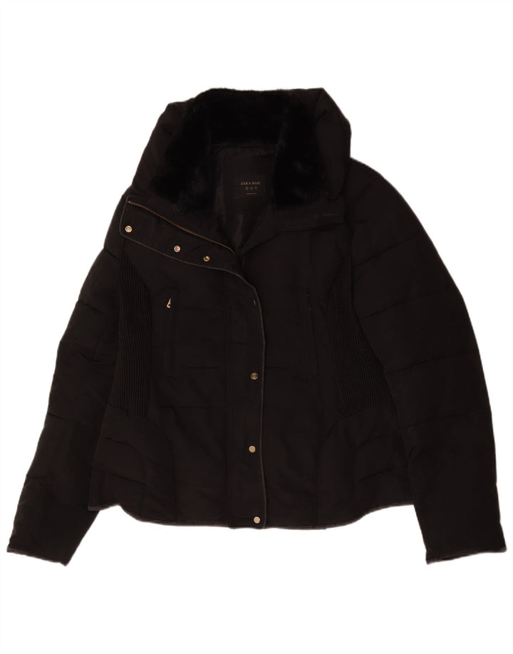 Zara Veste rembourrée courte pour femme UK 20 2XL Noir Polyester