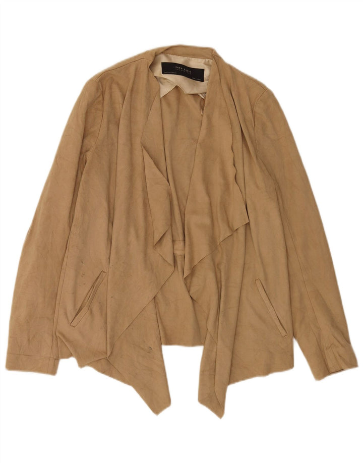 Zara Cardigan asymétrique surdimensionné pour femme UK 10 Petit Beige