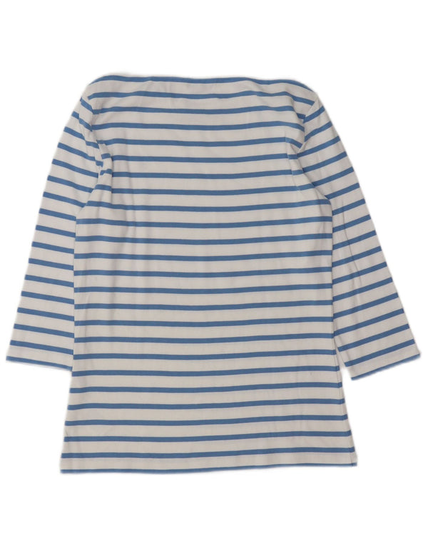 Tommy Hilfiger Haut à manches 3/4 pour femme UK 12 Bleu moyen en coton rayé