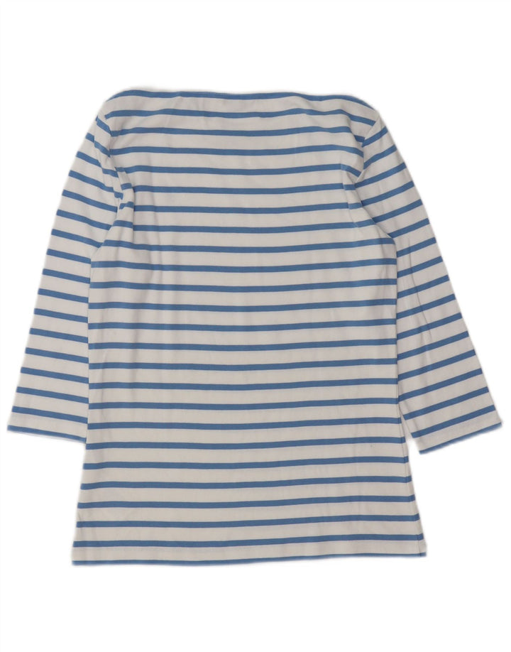 Tommy Hilfiger Haut à manches 3/4 pour femme UK 12 Bleu moyen en coton rayé