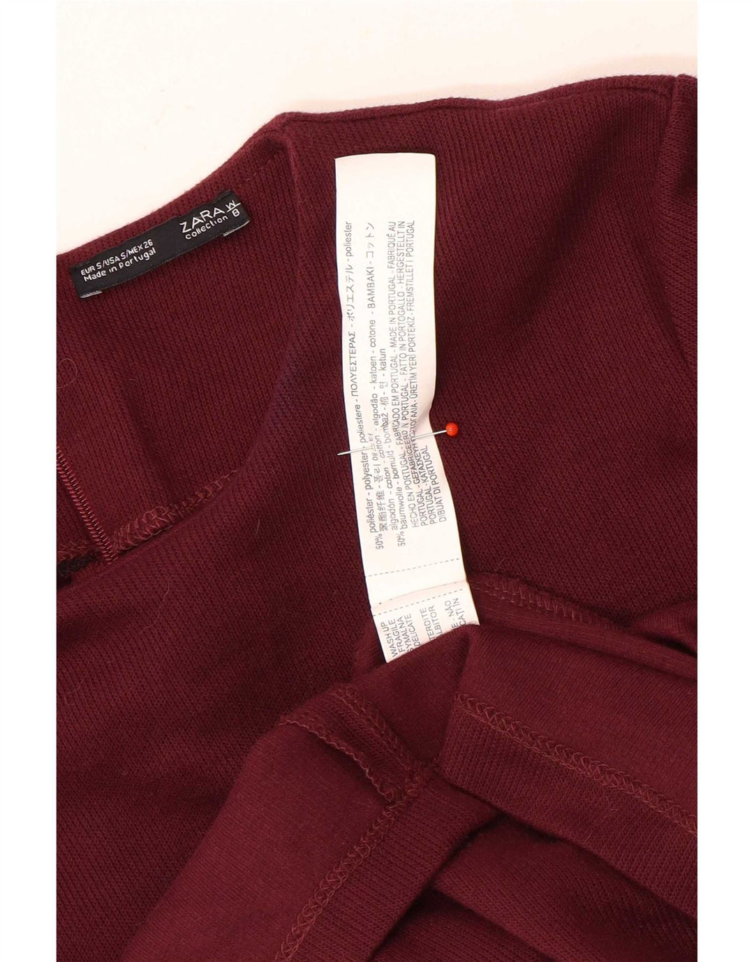Zara Robe fourreau à manches longues pour femme UK 8 Petit Polyester Marron