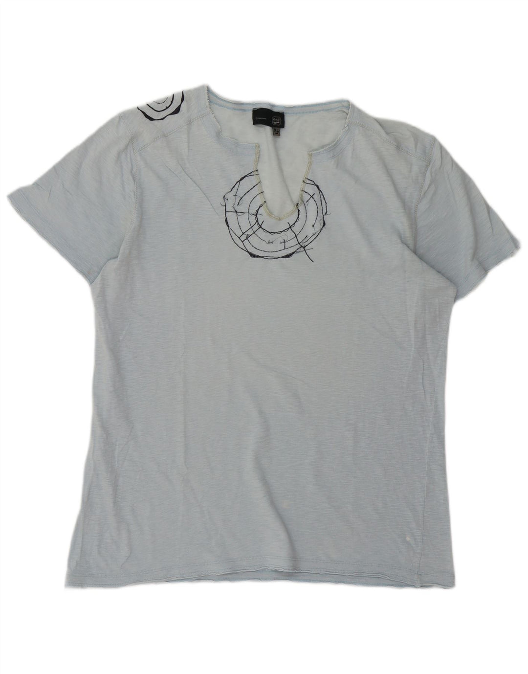 GAS T-Shirt Graphique Homme Top XL Bleu Moucheté
