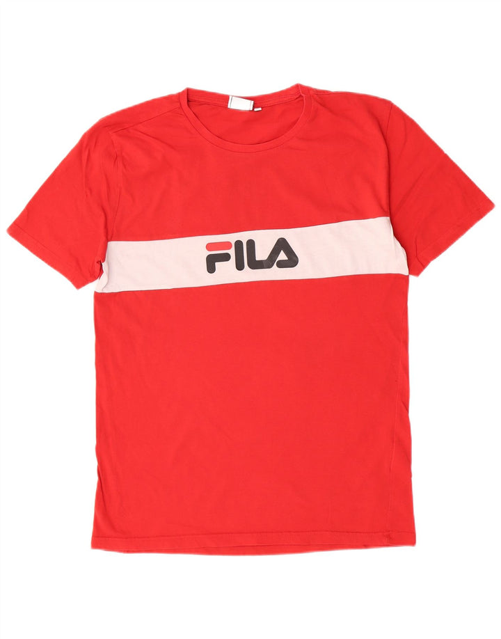 Fila T-Shirt Graphique Homme Rouge Moyen Coton Colorblock