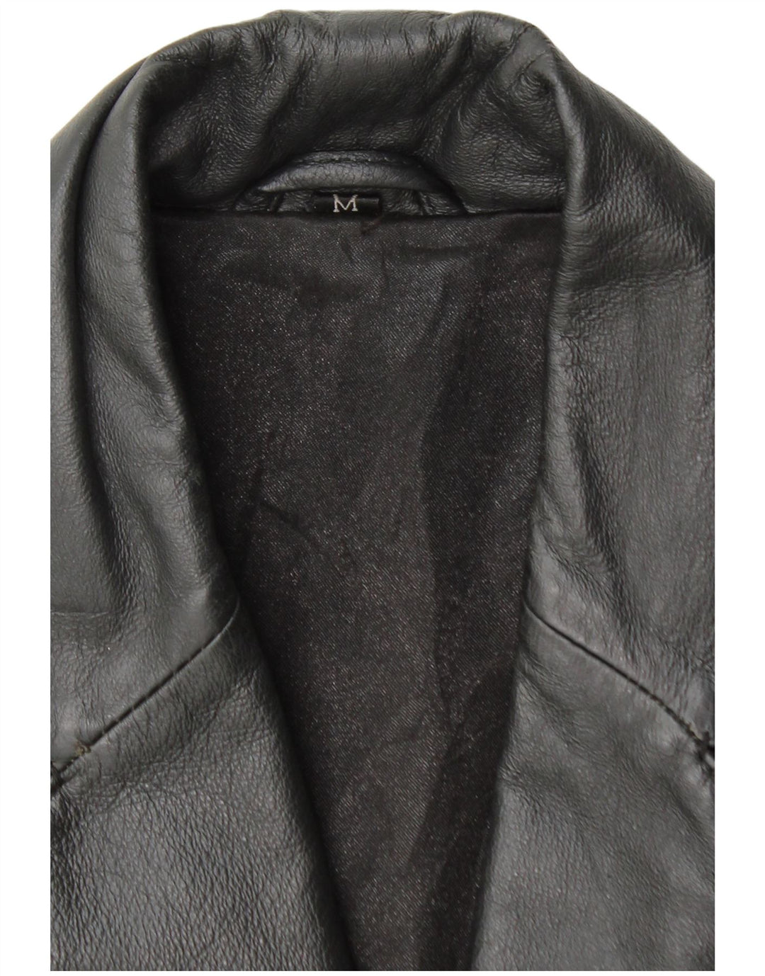 VINTAGE Manteau en cuir femme UK 14 Cuir noir moyen