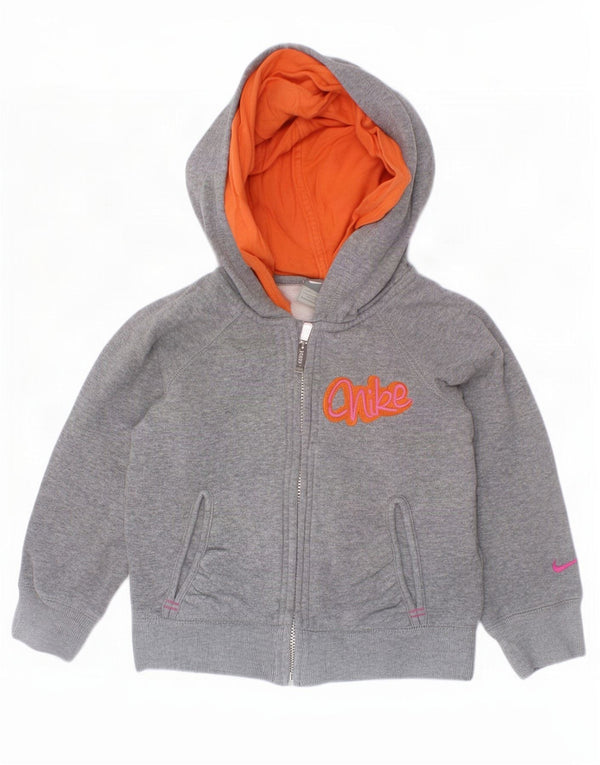 Nike Sweat à capuche zippé graphique pour fille 4-5 ans Petit gris coton