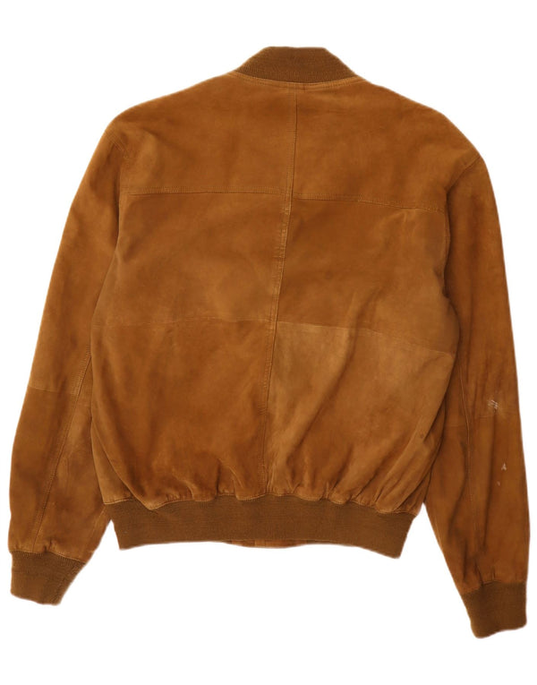 Veste Bomber En Daim Vintage Homme IT 52 XL Cuir Marron