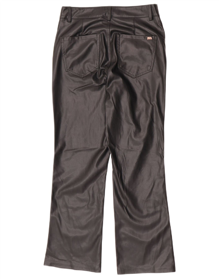 Zara Pantalon Bootcut en simili cuir pour femme EU 38 Small W28 L26 Noir