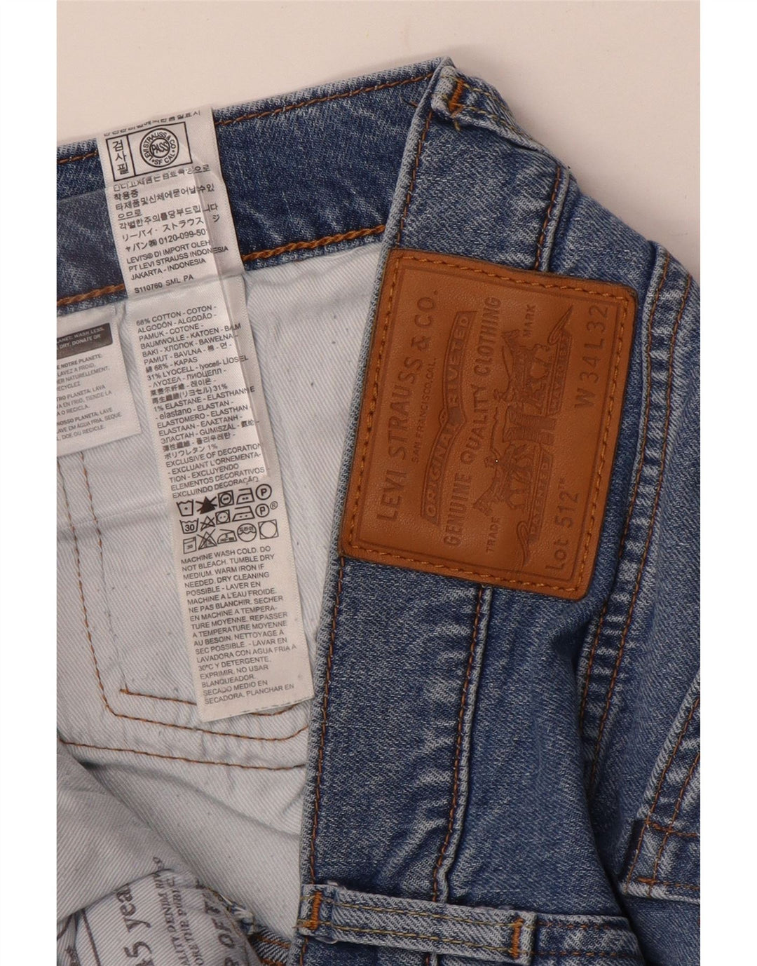 Levi's Short en Jean 512 W34 Homme Bleu Large Coton