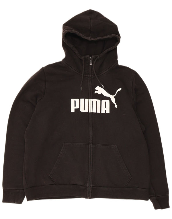 Puma Pull à capuche zippé graphique pour femme UK 20 2XL Coton noir