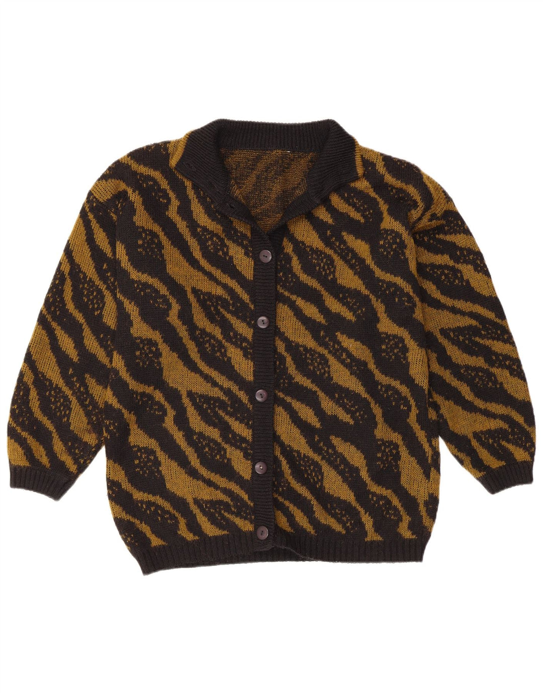 VINTAGE Femme Cardigan Pull UK 16 Grand Noir Rayé