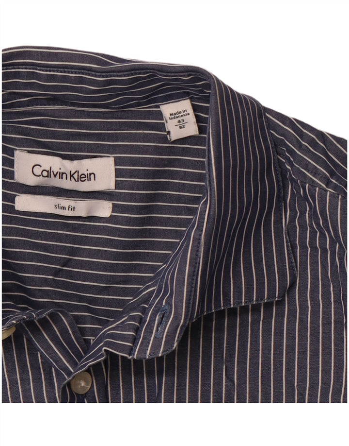 CALVIN KLEIN Chemise Slim Fit Homme Taille 43 Grande Rayure Bleu Marine