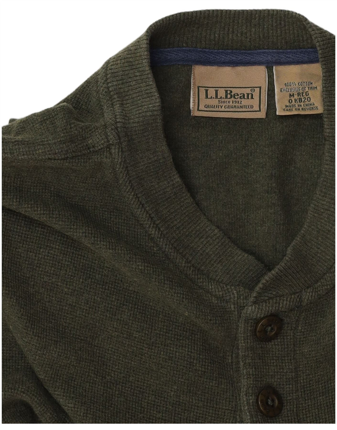 L.L.BEAN Haut Homme Manches Longues Coton Vert Moyen