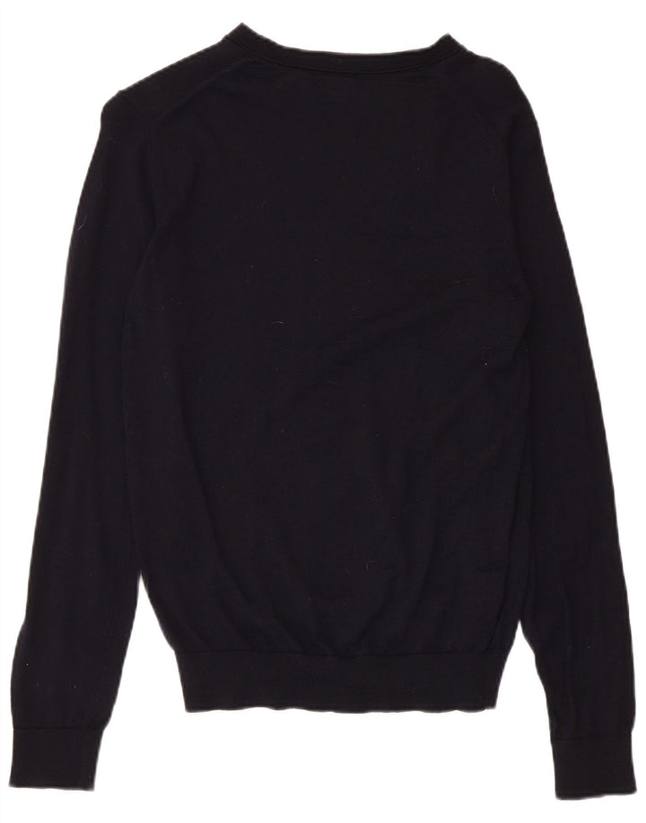 REISS Pull col bateau pour femme UK 12 Laine bleu marine moyen