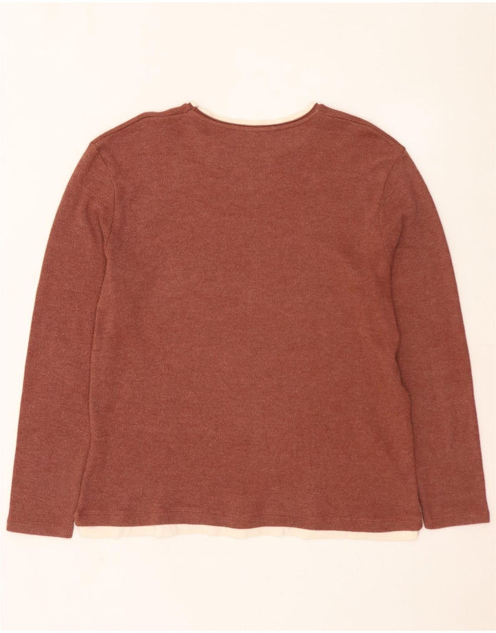 ZARA Homme Top Manches Longues XL Marron Colourblock Coton