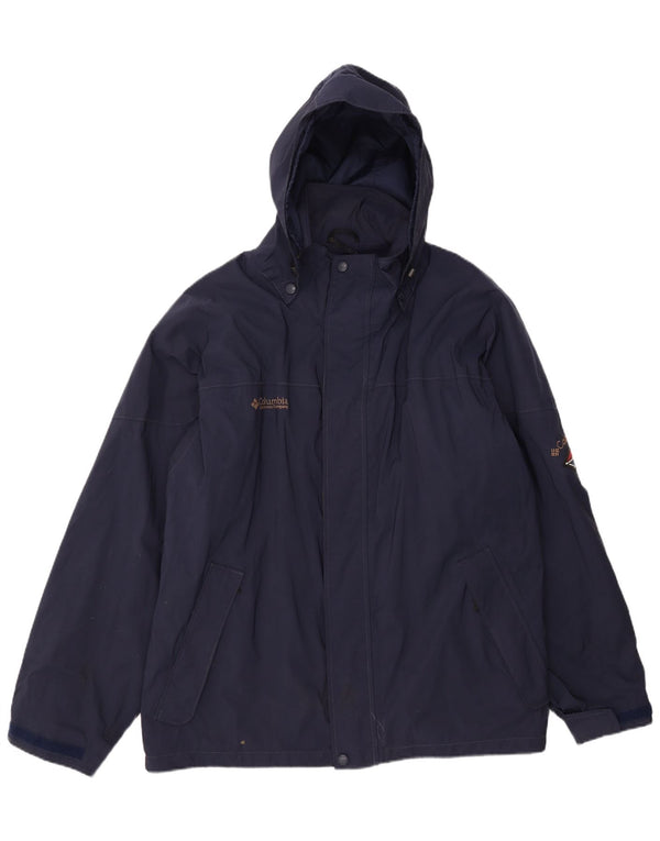 Columbia Veste coupe-vent surdimensionnée à capuche pour homme UK 42 XL Bleu marine Nylon