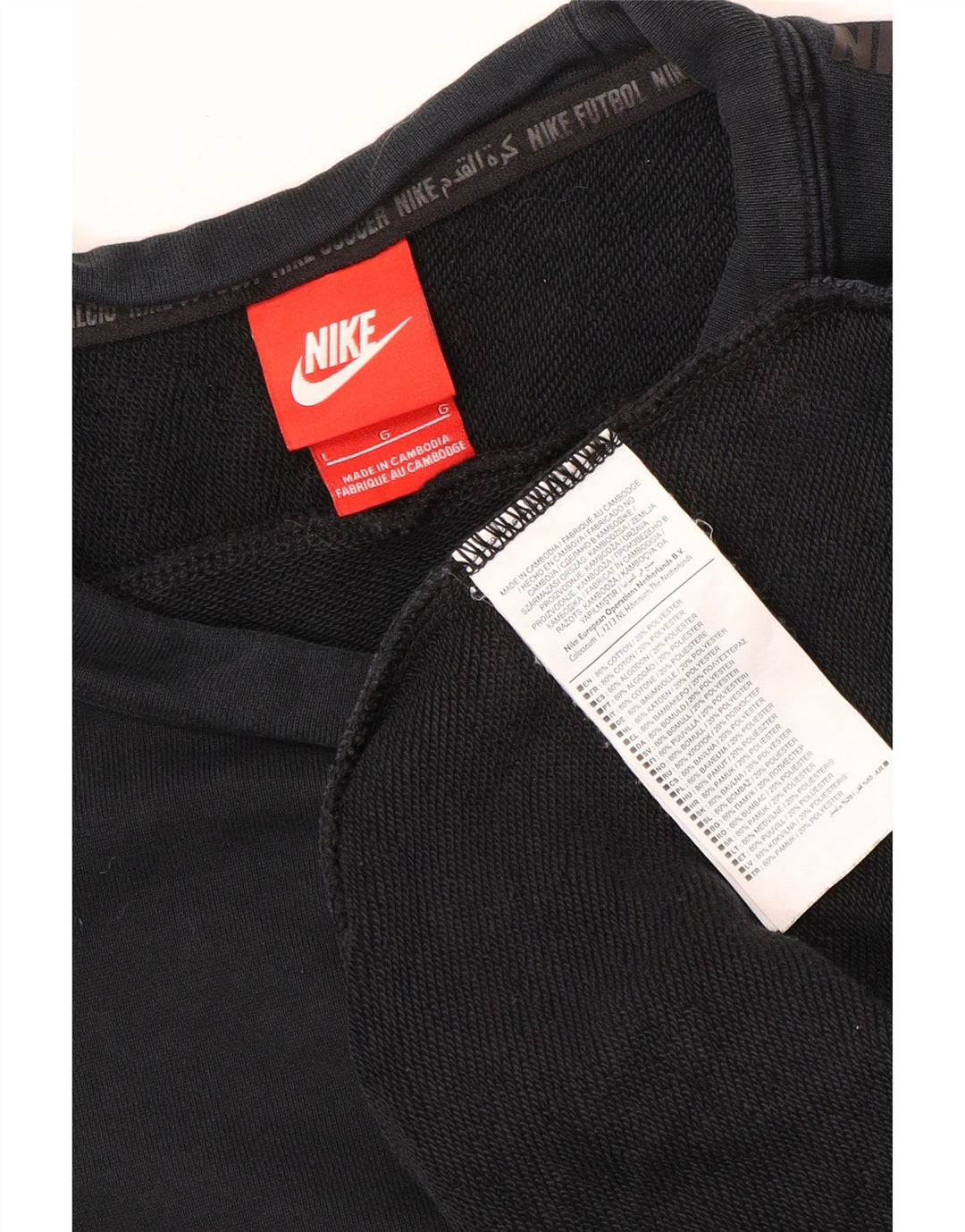 Nike Sweat-shirt graphique pour homme en coton noir Taille L
