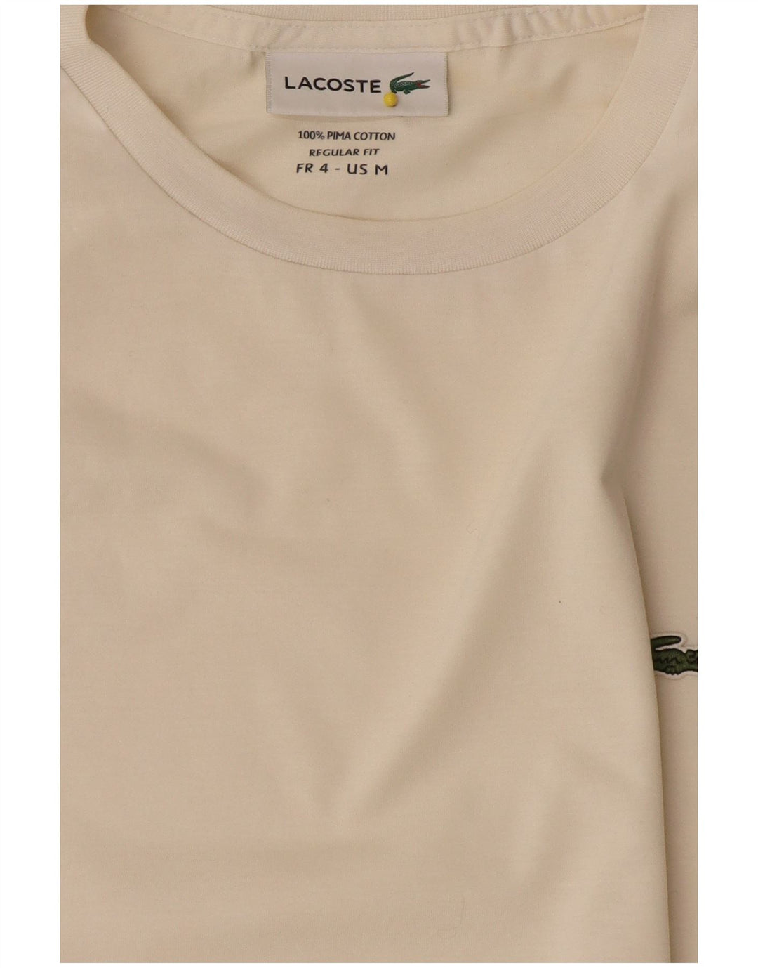 Lacoste Womens Regular Fit T-Shirt Top Taille 4 Moyen Blanc Cassé Coton