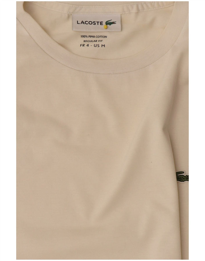 Lacoste Womens Regular Fit T-Shirt Top Taille 4 Moyen Blanc Cassé Coton
