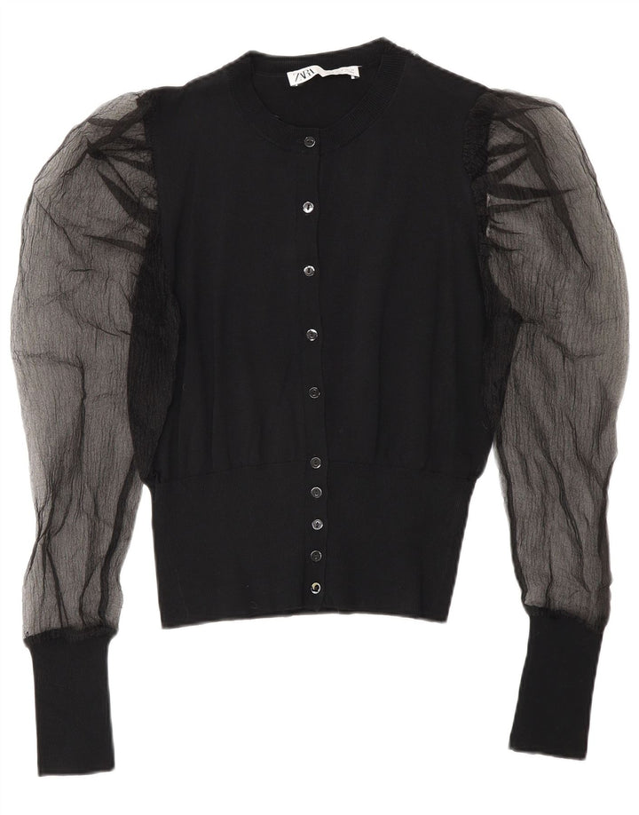 Zara Femme Cardigan Top Medium Noir Viscose