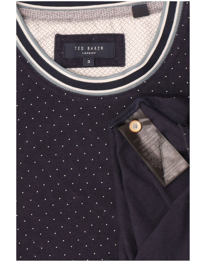 Ted Baker T-shirt pour homme Taille 3 Bleu marine moyen à pois Modal