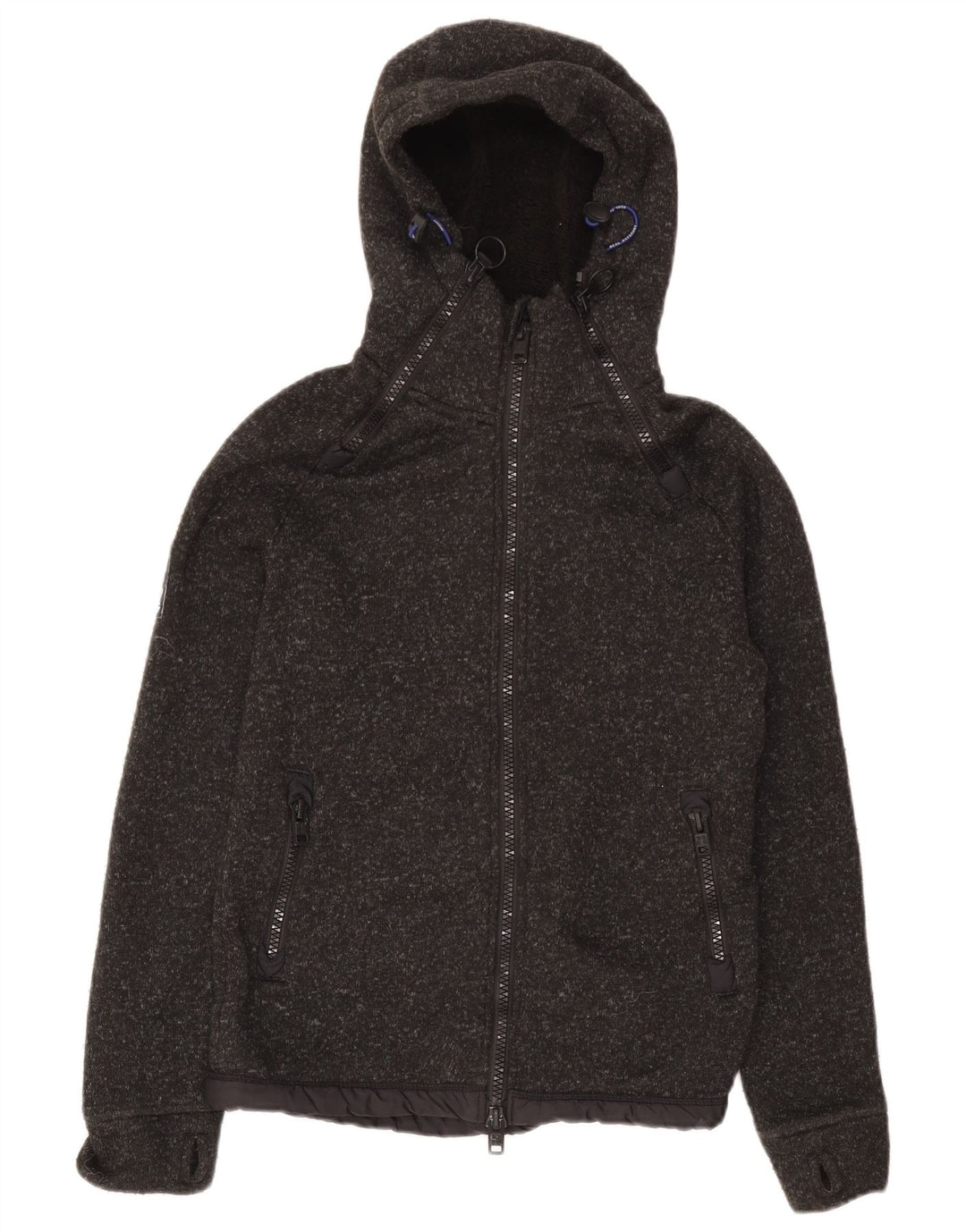 Superdry Pull à capuche zippé pour homme en polyester moucheté petit gris