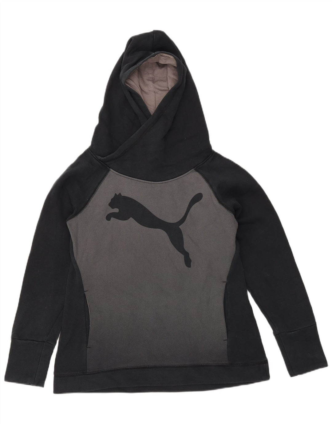 Puma Pull à capuche graphique pour femme UK 12 Coton noir moyen